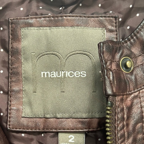 Maurices Faux Leather Brown Jacket Sz. 2 (Plus Sz.) - Picture 6 of 8